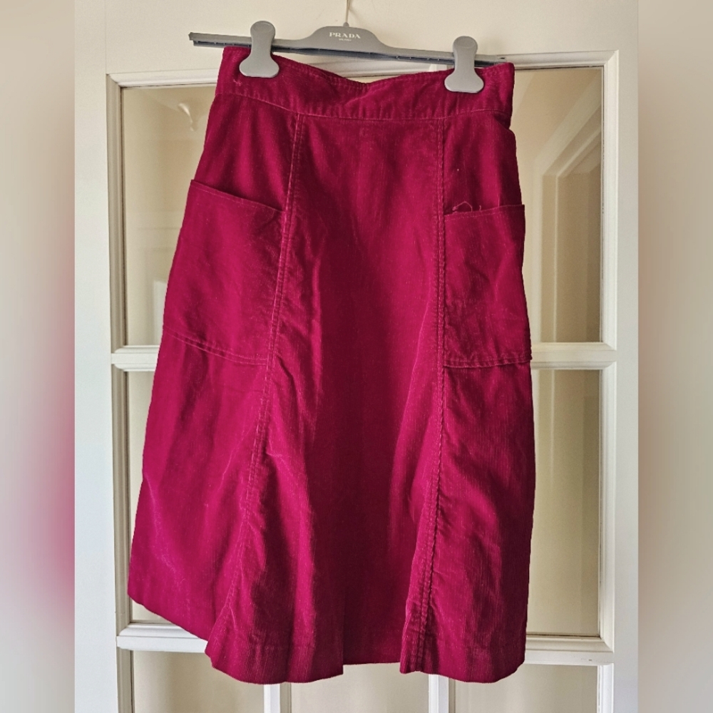 80's Burgundy curderoy Utility skirt